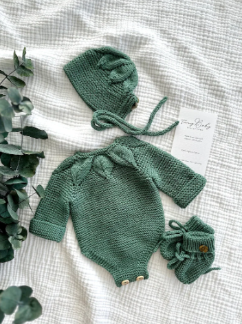 Newborn Knit Baby Romper Outfit