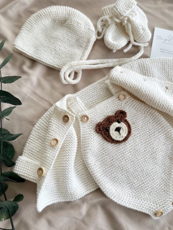 Teddy Bear Knitted Baby Outfit