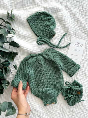 Newborn Knit Baby Romper Outfit